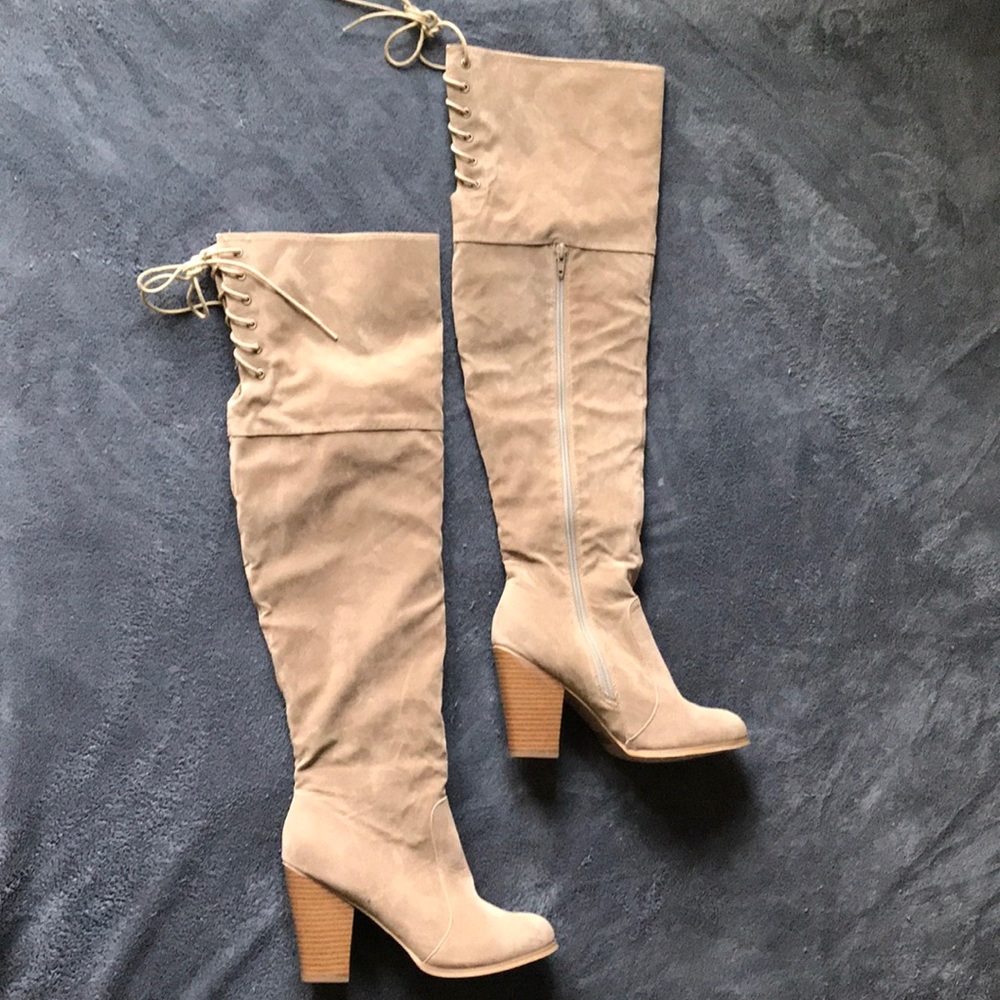 Tan Suede Knee High Boots